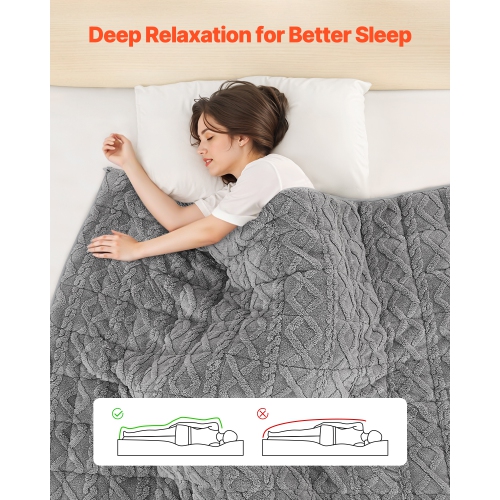 VEVOR 20 lbs Weighted Blanket, 60 x 80 in Queen Size, Sherpa Fleece Heavy Blanket with Glass Beads, Soft Warm Cozy Fluffy Touch, for 200-250 lbs