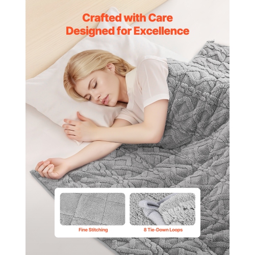 VEVOR 20 lbs Weighted Blanket, 60 x 80 in Queen Size, Sherpa Fleece Heavy Blanket with Glass Beads, Soft Warm Cozy Fluffy Touch, for 200-250 lbs