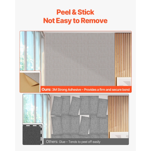 VEVOR 5 Pack Acoustic Panels with Self Adhesive, 47.2 x 23.6 x 0.4 inch Sound Proof Foam Panels, Polyester Fiber Soundproof Wall Panels High Density,