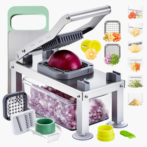 VEVOR Vegetable Chopper Mandoline Slicer, All-in-1 Food Cutter w/9 Stainless Steel Blades, Cheese Grater Onion Potato Dicer w/Container,Salad