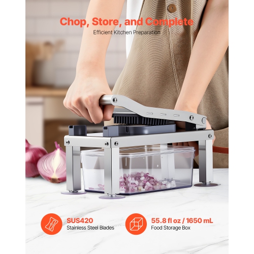 VEVOR Vegetable Chopper Mandoline Slicer, All-in-1 Food Cutter w/8 Stainless Steel Blades, Cheese Grater, Onion/Potato Dicer w/Container, Kitchen