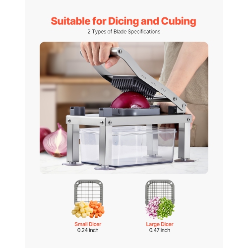 VEVOR Vegetable Chopper Mandoline Slicer, All-in-1 Food Cutter w/8 Stainless Steel Blades, Cheese Grater, Onion/Potato Dicer w/Container, Kitchen