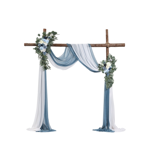 VEVOR  4 Packs Artificial Wedding Arch Flowers Kit, w Drapes Kit-2 PCs Floral Arrangement, 2 PCs Sheer Drapes, for Ceremony Bouquets Reception