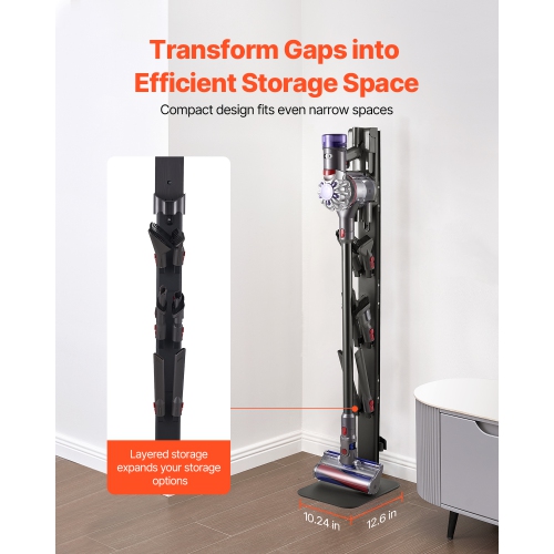 VEVOR Vacuum Stand, fit Dyson G5 V15 V12 V11 V10 V8 V7 V6 Series Upright Vacuums Cleaners & Accessories, Stable Vacuum Stand Holder with 6 Hooks and