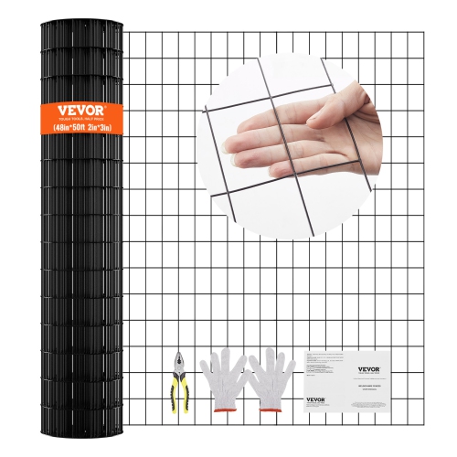 VEVOR 48'' x 50' Hardware Cloth, Galvanized Wire Mesh Roll, 16 Gauge Chicken Wire Fence Roll, Vinyl Coating Metal Wire Mesh for Chicken Coop Barrier,