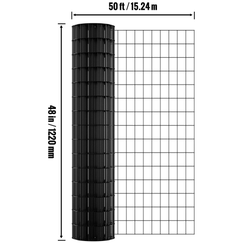 VEVOR 48'' x 50' Hardware Cloth, Galvanized Wire Mesh Roll, 16 Gauge Chicken Wire Fence Roll, Vinyl Coating Metal Wire Mesh for Chicken Coop Barrier,