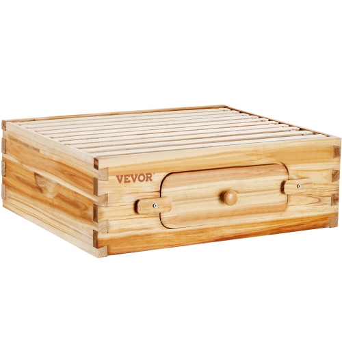 VEVOR Bee Hive Medium Box Starter Kit, 100% Beeswax Coated Natural Cedar Wood, Langstroth Beehive Kit with 10 Frames and Foundations, Transparent
