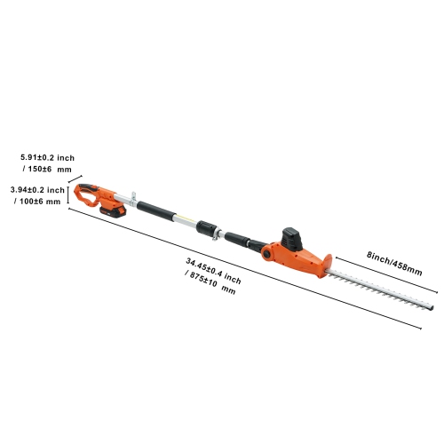 VEVOR 20V Cordless Hedge Trimmer, 18 inch Double-edged Steel Blade, Pole Hedge Trimmer Kit 20V Battery, Fast Charger Included, 74"-94" Telescoping