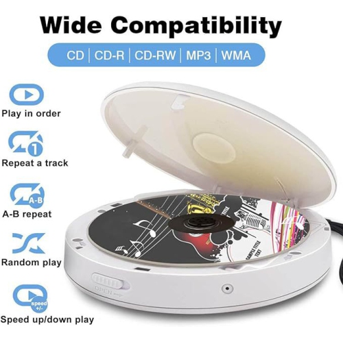 Répéteur CD multifonctionnel, interface USB, machine d'enseignement prénatal, batterie rechargeable, deux haut-parleurs stéréoCD, CD-R, CD-RW, MP3,