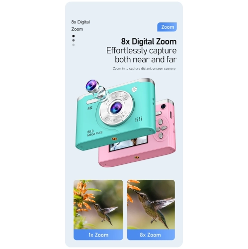 CCD digital camera, can take selfies and transfer to mobile phones, student party camera, camera vog, HD dual camera, 4k video recording - black [32G