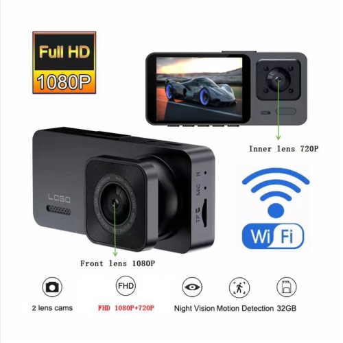 THE WAY  S10 Driving Recorder, 1080P HD Night Vision Multi-Lens Car Camera, Reversing Image, Motion Detection, Loop Recording, Dual Recording (Front +