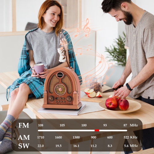 New Retro Desktop Multi-function Card U Disk Bluetooth Speaker Portable Multi-band Radio, Retro Style Wireless Speaker Rechargeable AM/FM/Software