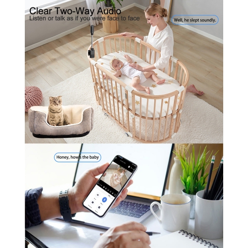 Caméra Baby Pet Care, caméra Home Wi-Fi vision nocturne, Smart Remote View Voice, carte mémoire 1080P-No