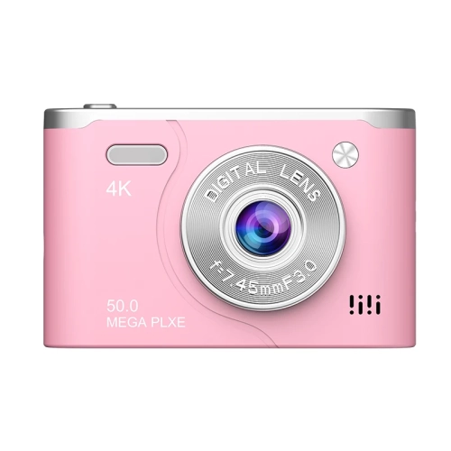 CCD digital camera, can take selfies and transfer to mobile phones, student party camera, camera vog, HD dual camera, 4k video recording - pink [32G
