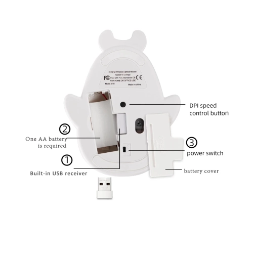 Dolphin Wireless Mouse Quiet Cute USB Rechargeable Battery Computer Accessories Mouse Universal Desktop Laptop Peripheral Ergonomic - Rechargeable