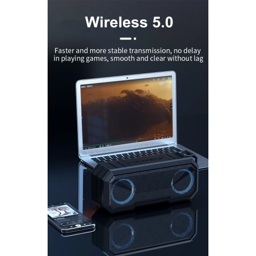 IPX7 waterproof smart speaker with power bank function, portable outdoor high-endurance HIFI Bluetooth speaker, 3000mAh high-power 3D sound - gray