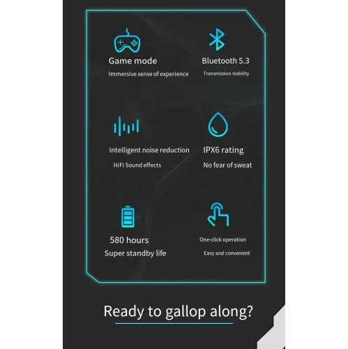 Gaming Bluetooth Headset Wireless Low Latency Ultra-Long Battery Life Heavy Bass Noise Cancelling Universal for Mobile Phones Suitable for