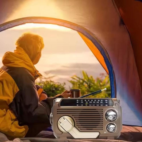 Radio portative Vintage Decor, FM/AM/SW classique style antique, antenne réglable, haut-parleur Bluetooth alimenté, panneau solaire et lampe de poche