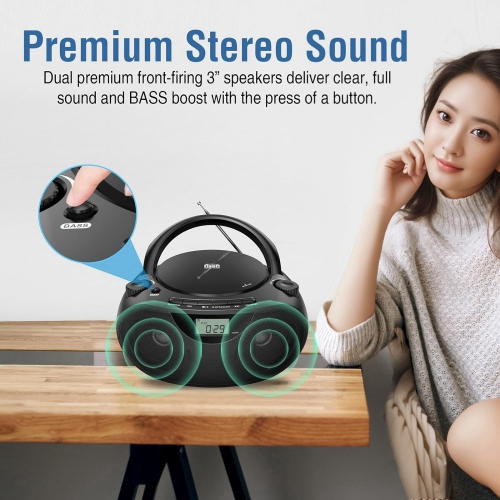 Multifunctional CD player, Bluetooth, dual stereo speakers, USB interface, radio, portable, suitable for nostalgic music lovers