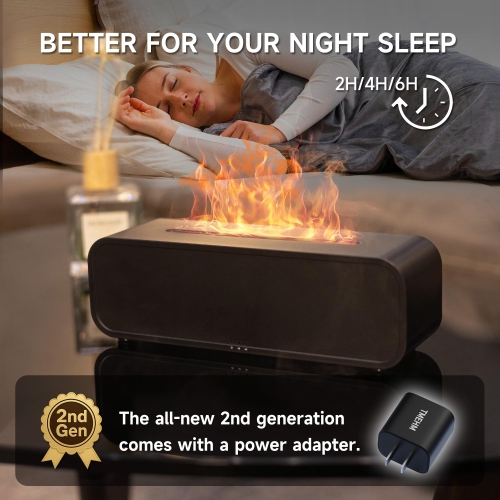 Simulated Flame Humidifier, Sound Pickup Aromatherapy Machine, 7-Color Essential Oil Diffuser with Timer for Bedroom and Office