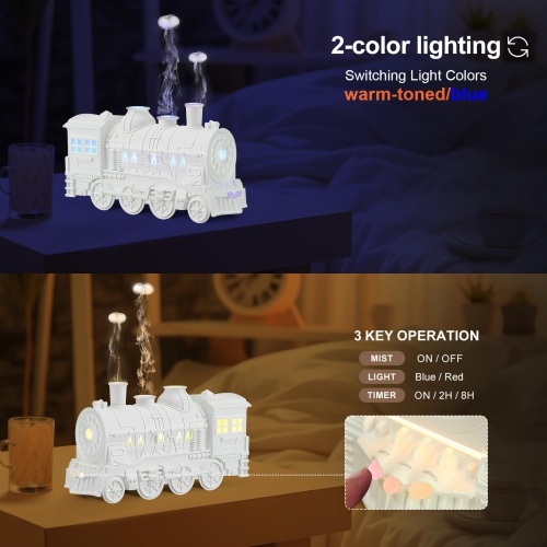 Train Aromatherapy Diffuser, 300ml Cold Mist Ultrasonic Diffuser with Remote Control for Bedroom, Office, Hotel