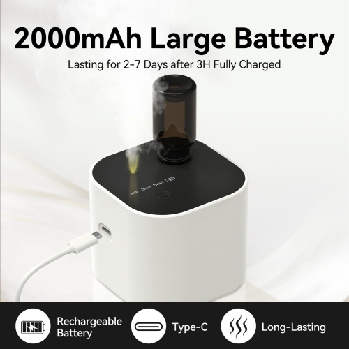 Diffuseur d'huile essentielle portatif, mini machine d'aromathérapie sans eau avec minuterie intelligente pour la maison, le bureau et la chambre à