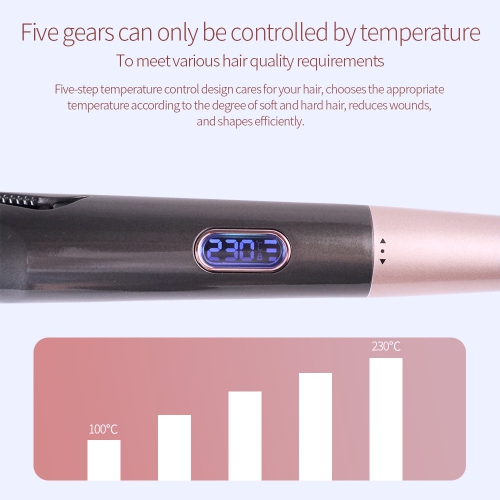 Curling Iron, Electric Automatic Spiral Curling Iron, 2-in-1 Twisted Straight Curling Iron Wave Splint, Temperature Display Adjustable Curling Iron