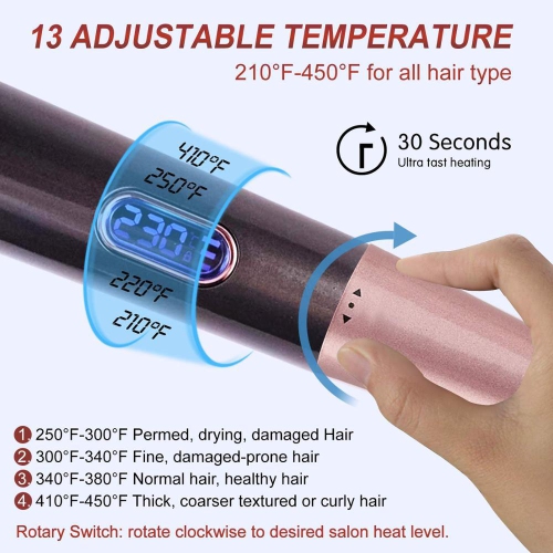 Curling Iron, Electric Automatic Spiral Curling Iron, 2-in-1 Twisted Straight Curling Iron Wave Splint, Temperature Display Adjustable Curling Iron