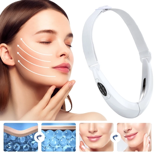 EMS Microcurrent Face Slimming Device, Red and Blue Light Facial Massager for Double Chin Removal and V-Shape Face Contour