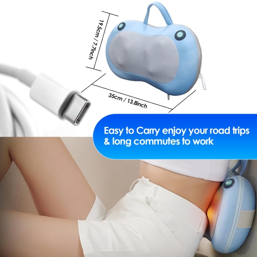 Masseur shiatsu pour le dos et le cou, coussin de massage électrique chauffant pour soulager la douleur en profondeur, cadeau idéal pour les Fêtes