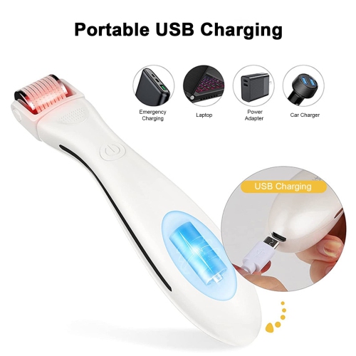 2 in 1 LED Derma Roller with 3 in 1 Titanium Needles Roller Heads For Skin, Face, Hair & Beard Growth Led Light Therapy