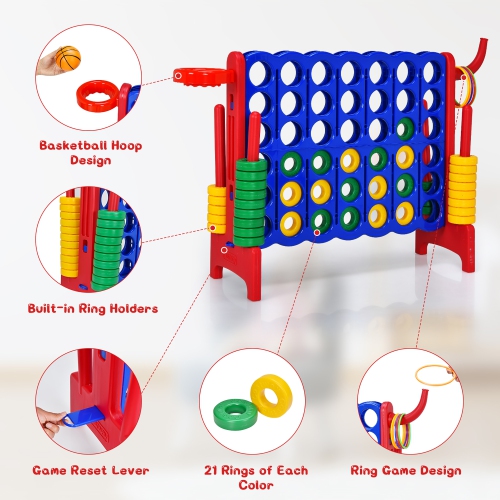 Costway Giant 4 in A Row Jumbo 4-to-Score Game Set W/Storage Carrying Bag for Kids Adult