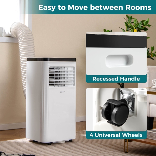 Climatiseur portatif 8000/10000 BTU avec télécommande de ventilateur et de déshumidificateur de Costway