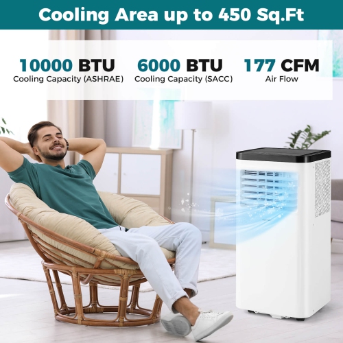 Climatiseur portatif 8000/10000 BTU avec télécommande de ventilateur et de déshumidificateur de Costway