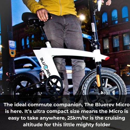 BlueRev Micro Folding E-Bike |Ultra-Compact 25km/h Electric Commuter Bike with 36V 10Ah Lithium Battery|50km Max Range – Lightweight and Portable for