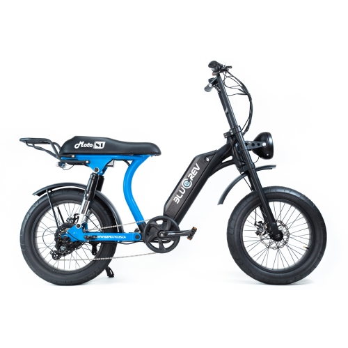 BlueRev Moto81 M-500 E-Bike |500W Motor Retro Electric Bike with Long Banana Seat|48V 17Ah Samsung Battery |50–70 km Range| Stylish Ride for Two with