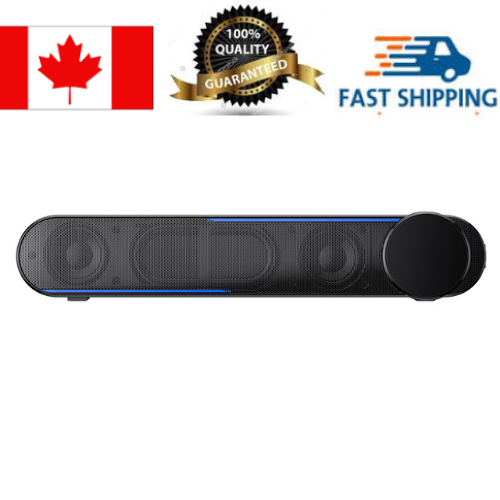 Havit M18 Double Drivers HiFi Bass 3.5mm AUX + USB Power LED Desktop Speaker Computer Sound Bar_Black