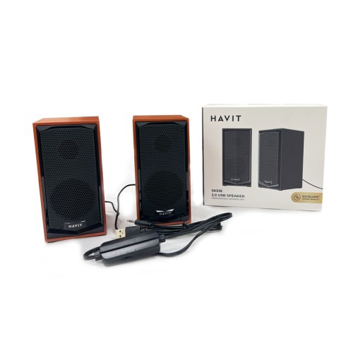 Havit SK518 2.0 pcs 3.5 mm Plug + USB power Wood Speaker_Wood color