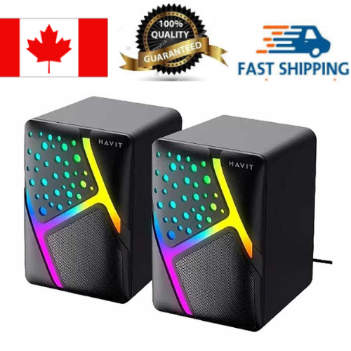 Havit SK763 LED Light Desktop 2.0pcs 3.5mm Plug + USB powered Computer Speaker_Black