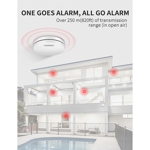 Détecteur de fumée intelligent Wi-Fi Wi-Fi à domicile de Tuya Contrôle PAR APPLICATION Détecteur de fumée et d'éclairage sans fil contrôlé PAR