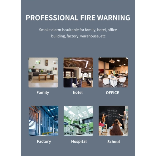 Détecteur de fumée intelligent Wi-Fi Wi-Fi à domicile de Tuya Contrôle PAR APPLICATION Détecteur de fumée et d'éclairage sans fil contrôlé PAR
