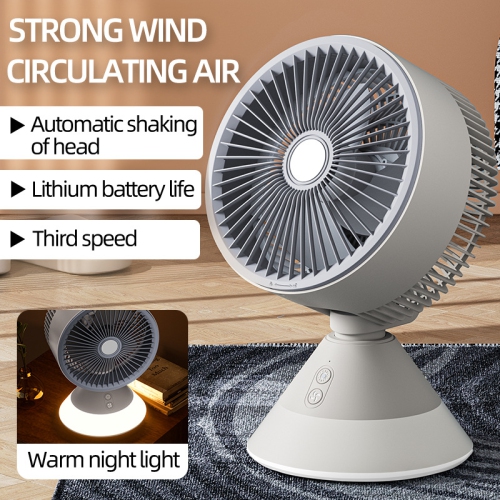 Nouveau ventilateur de bureau USB de type C Veilleuse ventilateur à tête tremblante - ventilateur de circulation blanc de bureau