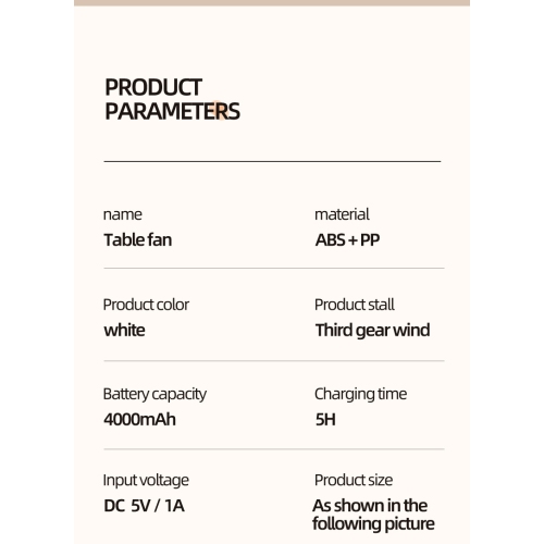 Nouveau ventilateur de bureau USB de type C Veilleuse ventilateur à tête tremblante - ventilateur de circulation blanc de bureau