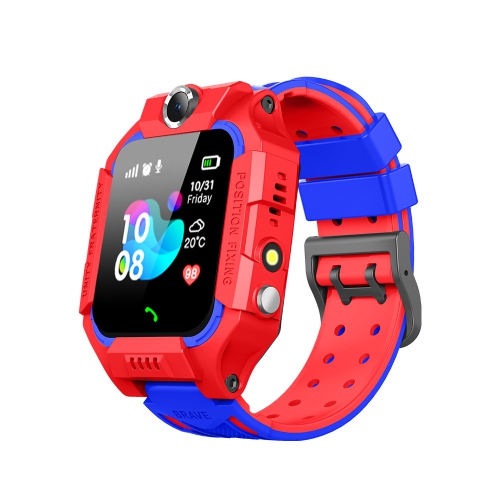 Montre de téléphone intelligent pour enfants, lampe de poche GPS avec photo de positionnement WeChat, appareil photo, moniteur d'activité - Rouge