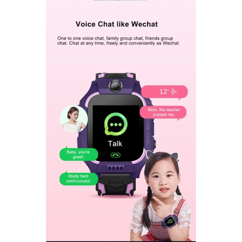 Montre de téléphone intelligent pour enfants, lampe de poche GPS avec photo de positionnement WeChat, appareil photo, moniteur d'activité - Rouge