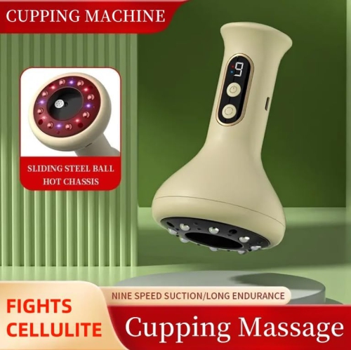 Smart Cupping Therapy Massager, 9 Speeds, Sliding Steel Balls, Red Light Therapy to Relieve Muscle Pain, Electric Vacuum Cupping Massager to Improve