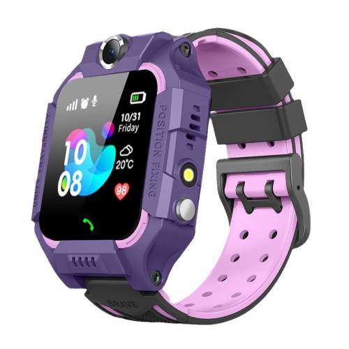 Montre de téléphone intelligent pour enfants, micro-chat positionnement photo lampe de poche GPS, avec appareil photo, moniteur d'activité - violet