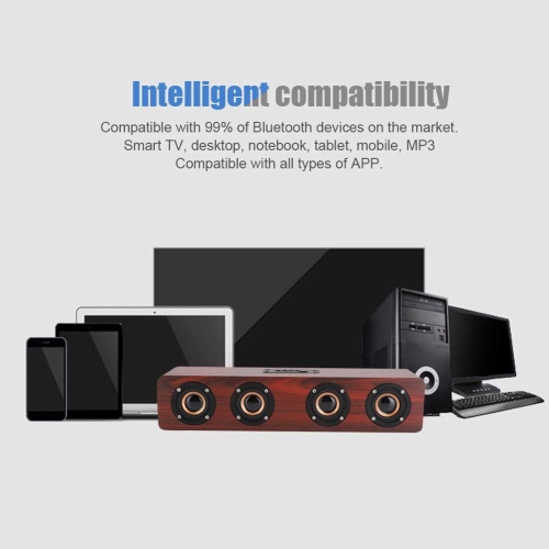 Sound Blaster Bluetooth Speaker Subwoofer Long Speaker Wooden Home Theater Bluetooth Speaker with 4 Speakers - Light Color