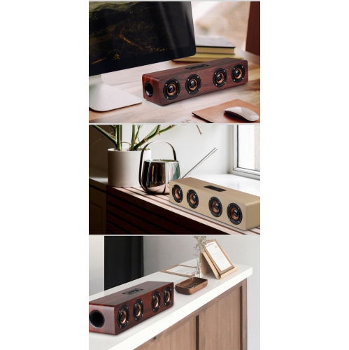 Sound Blaster Bluetooth Speaker Subwoofer Long Speaker Wooden Home Theater Bluetooth Speaker with 4 Speakers - Light Color