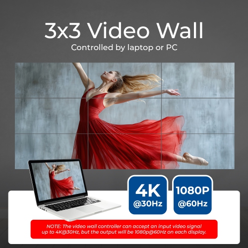 OREI 4K 1-In-9-Out HDMI™ Video Wall Controller (HDS-31VW)